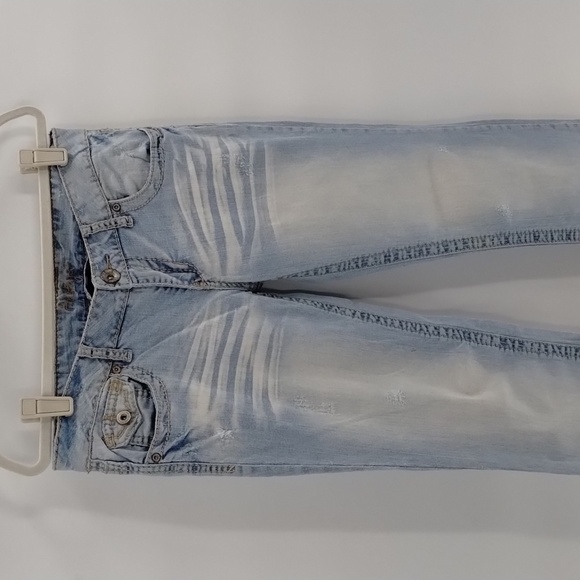 Amethyst light wash flare light distressed whiskered jeans size 7 - Picture 2 of 10